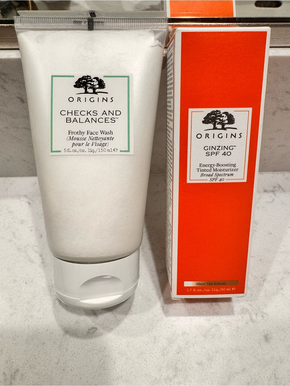 Origins Skincare 2 piece set check and balance face wash and ginseng SPF 40